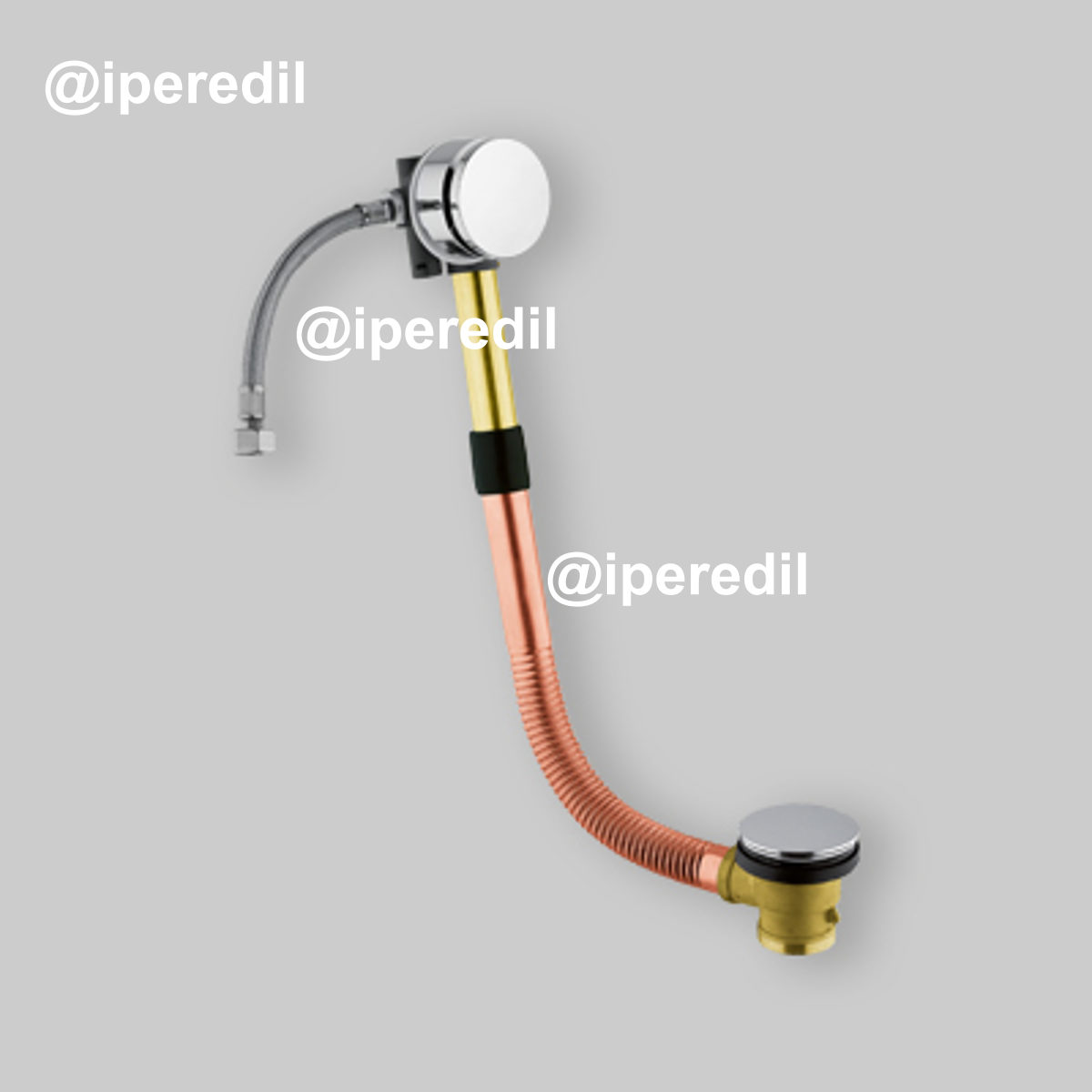 COLONNA DI SCARICO VASCA IN OTTONE CON BOCCA DI EROGAZIONE c/seduta 56-65 cm