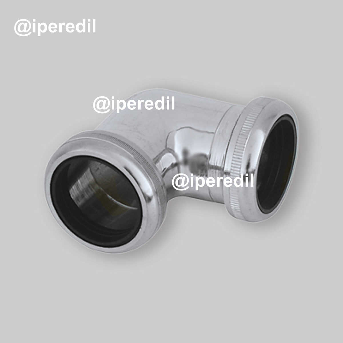 RACCORDO PER CANOTTI M/M 90° IN OTTONE CROMATO + 2 GHIERE Ø32 mm