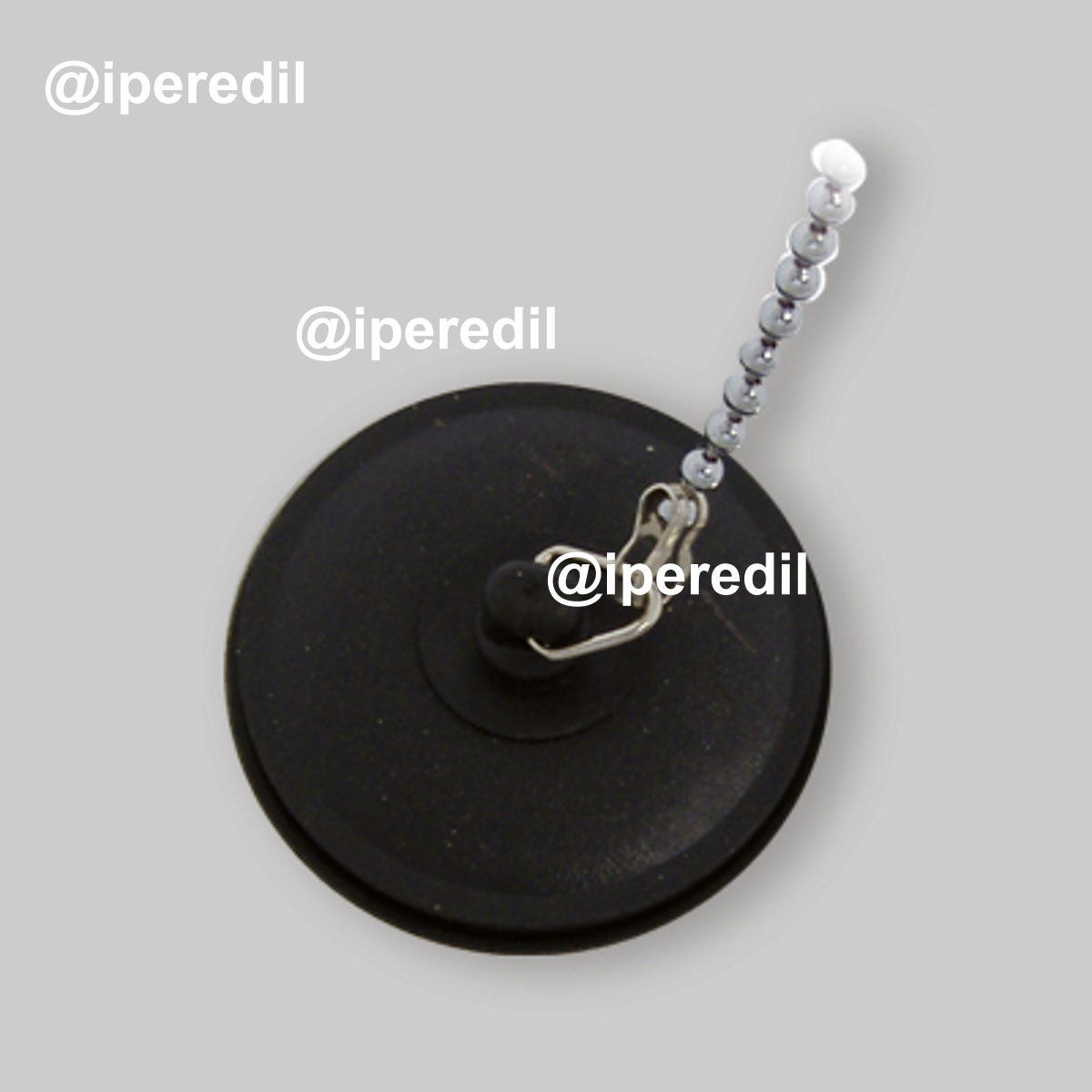 TAPPO IN GOMMA NERA PER LAVANDINO CON CATENELLA Ø44 mm
