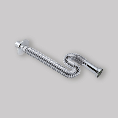 TUBO FLESSIBILE ED ESTENSIBILE CROMATO CON ROSONE 1"x Ø 26mm/32mm