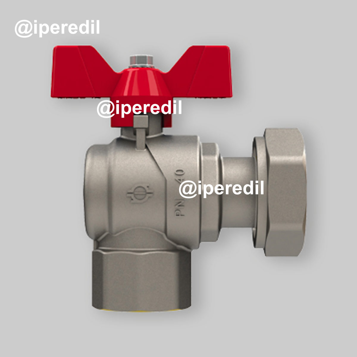 VALVOLA A SFERA PASSAGGIO TOTALE A SQUADRO FEMMINA CON DADO GIREVOLE FIV 1/2"F x 3/4"D - PN50