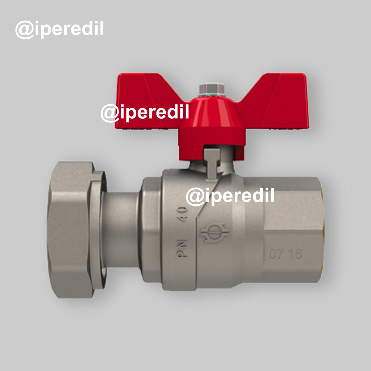 VALVOLA A SFERA PASSAGGIO TOTALE FEMMINA CON DADO GIREVOLE FIV 1/2"F x 3/4"D - PN50