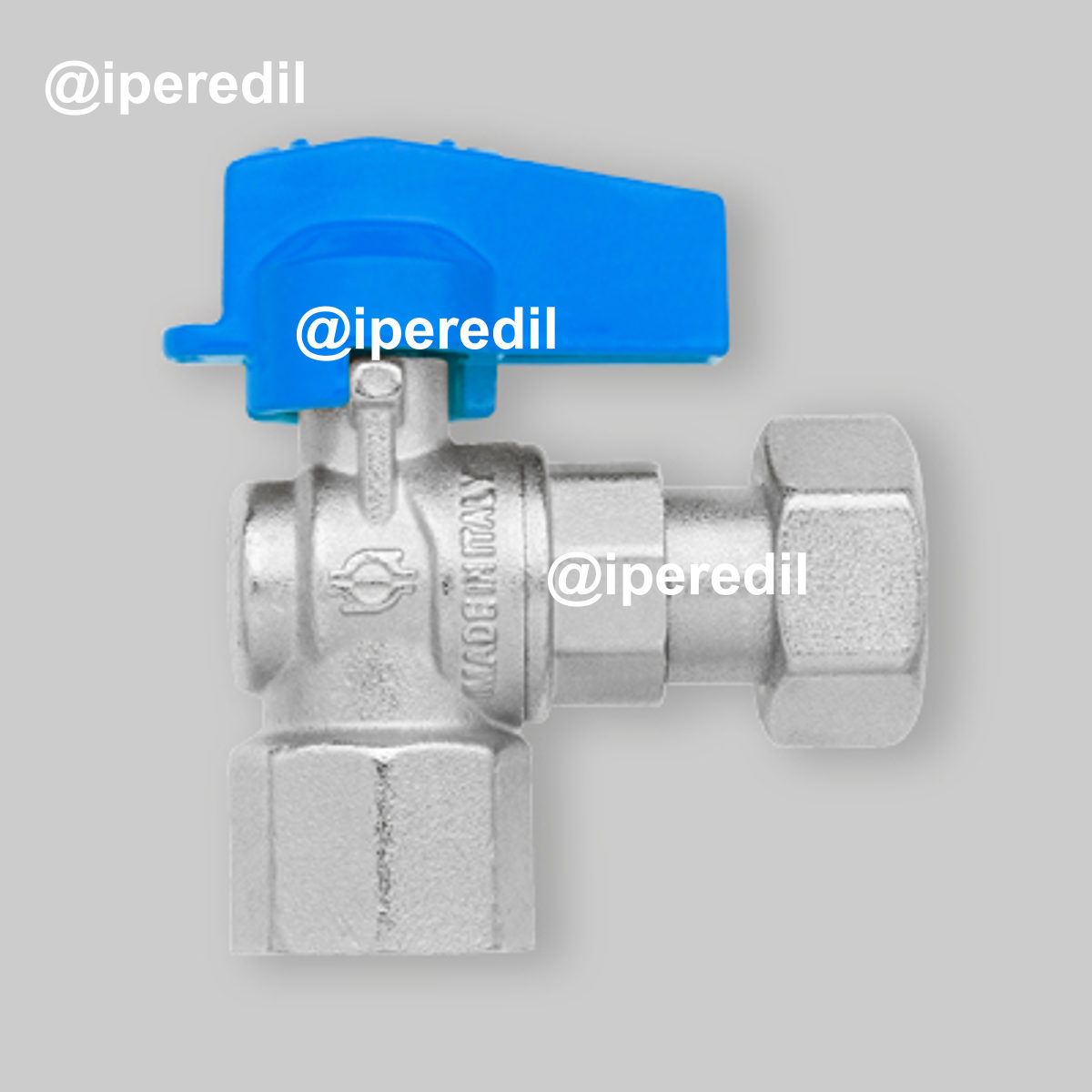 RUBINETTO A SFERA SQUADRA PASSAGGIO TOTALE FEMMINA-DADO GIREVOLE FIV 1/2"F - 1/2"G