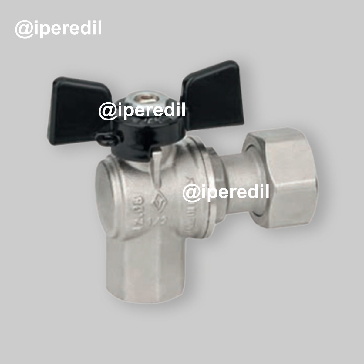 VALVOLA A SQUADRO F/F CON DADO GIREVOLE E FARFALLA IN ALLUMINIO BUGATTI 3/4"x3/4" DN15