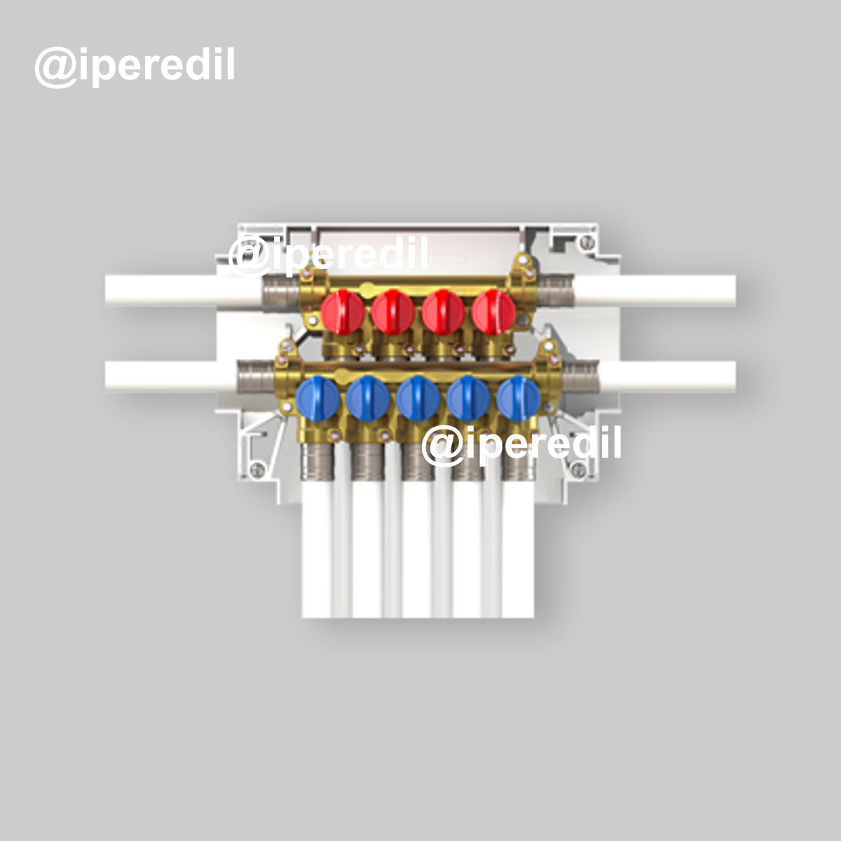 COLLETTORE MULTI-INTERCETTAZIONE PER IMPIANTI SANITARI K4.3 TECO Fastec 1/2" x 5+4 Vie - 20570554