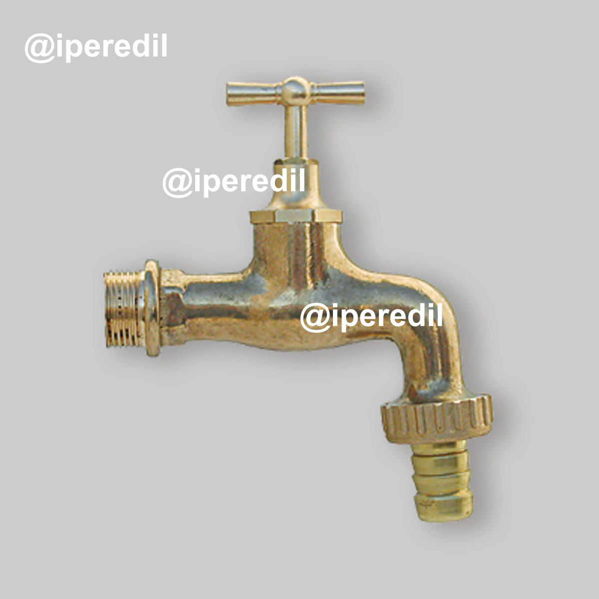 RUBINETTO PORTAGOMMA A SFERA IN OTTONE GIALLO LUCIDO 1/2"