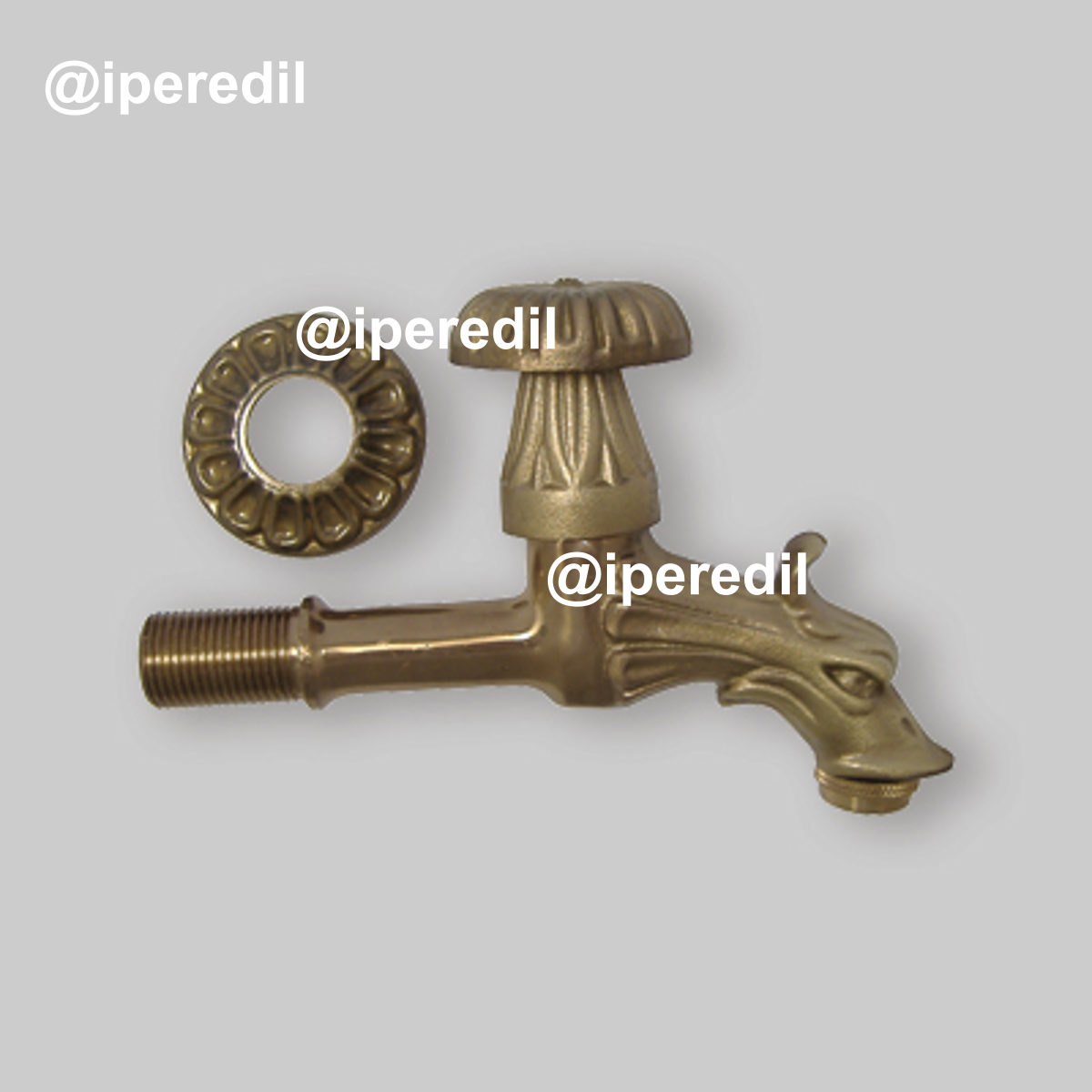 RUBINETTO ARTISTICO PER FONTANA A VITONE CON ATTACCO PORTAGOMMA 1/2" + Rosone