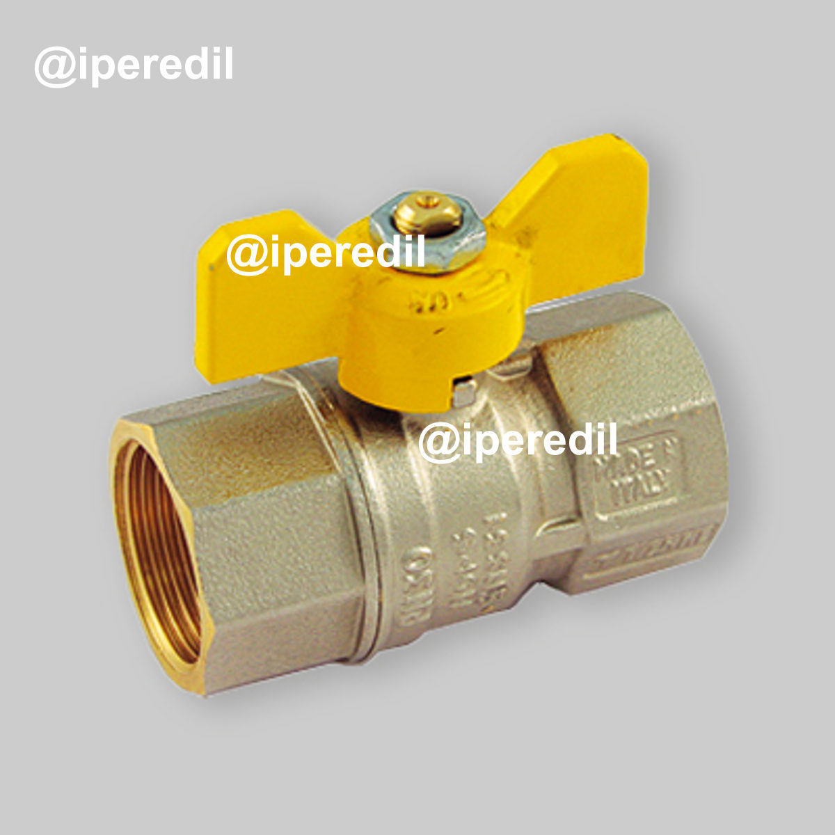 VALVOLA A SFERA GAS F/F CON FARFALLA GIALLA IN ALLUMINIO TIEMME 3/4" DN18 - PN30