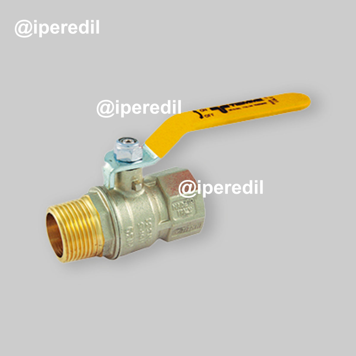 VALVOLA A SFERA GAS M/F CON LEVA GIALLA IN ACCIAIO TIEMME 1" DN23,5 - PN30