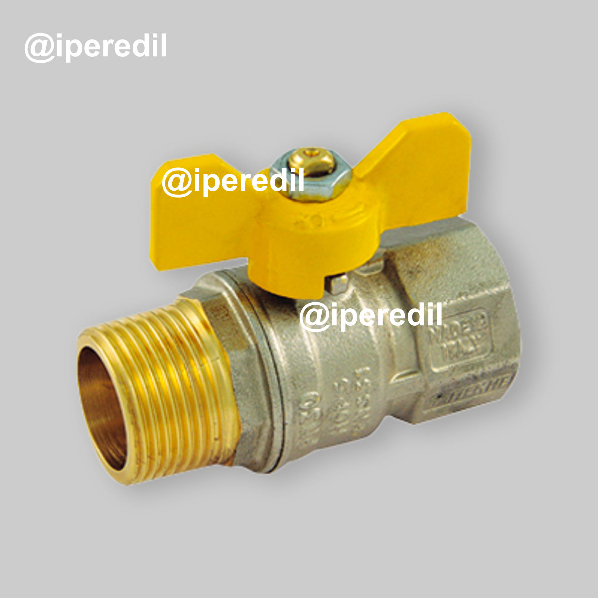 VALVOLA A SFERA GAS M/F CON FARFALLA GIALLA IN ALLUMINIO TIEMME 1/2" DN14 - PN30