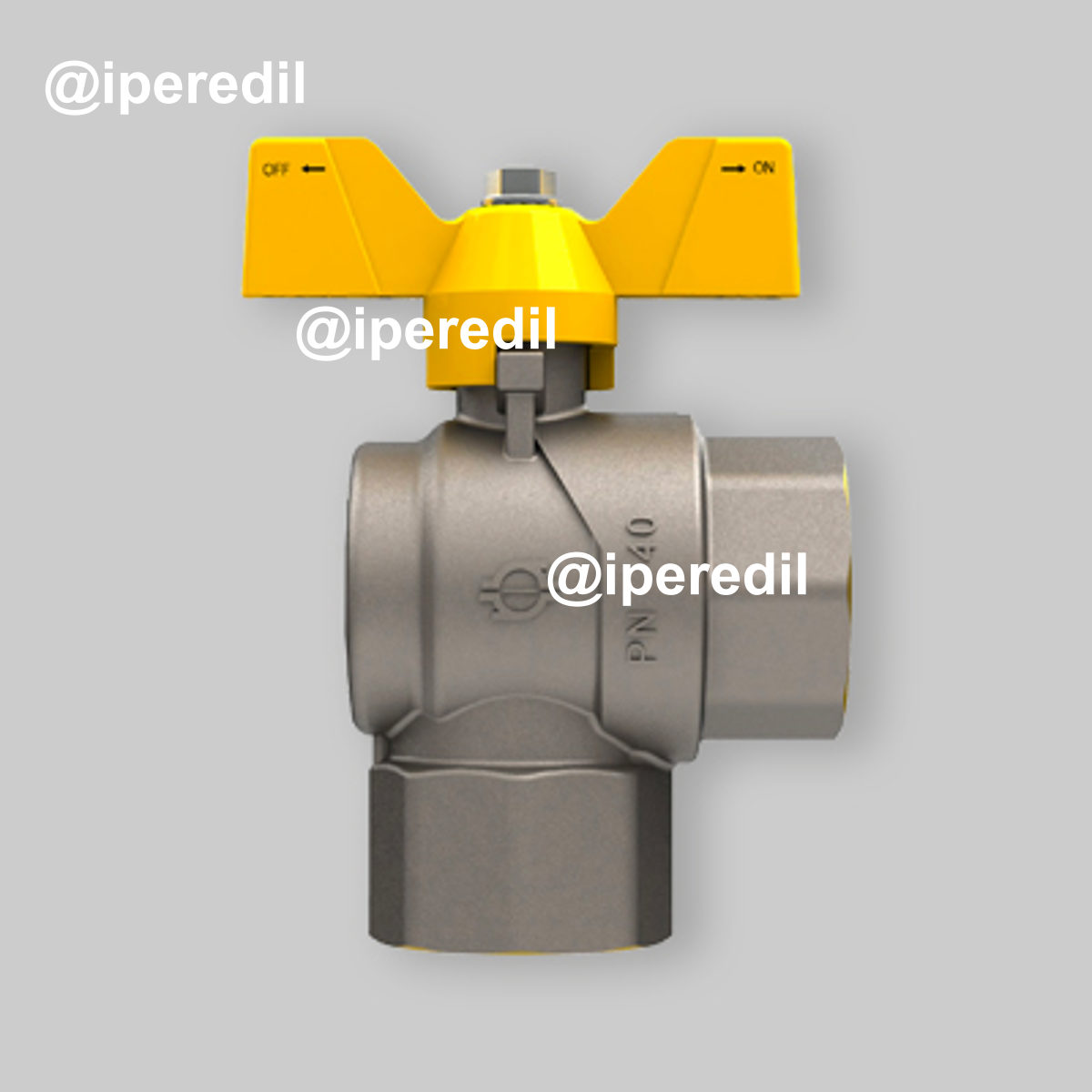 VALVOLA A SFERA GAS A SQUADRO CON FARFALLA IN ALLUMINIO FIV 1/2"F/F - DN15