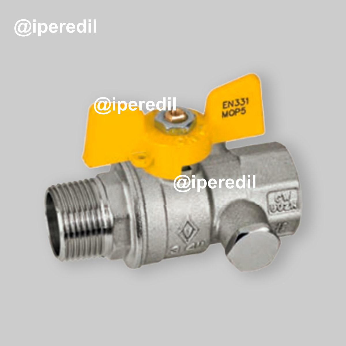 VALVOLA A SFERA GAS M/F CON PRESA DI PRESSIONE E FARFALLA IN ALLUMINIO BUGATTI 3/4"M x 1/4"F - DN20