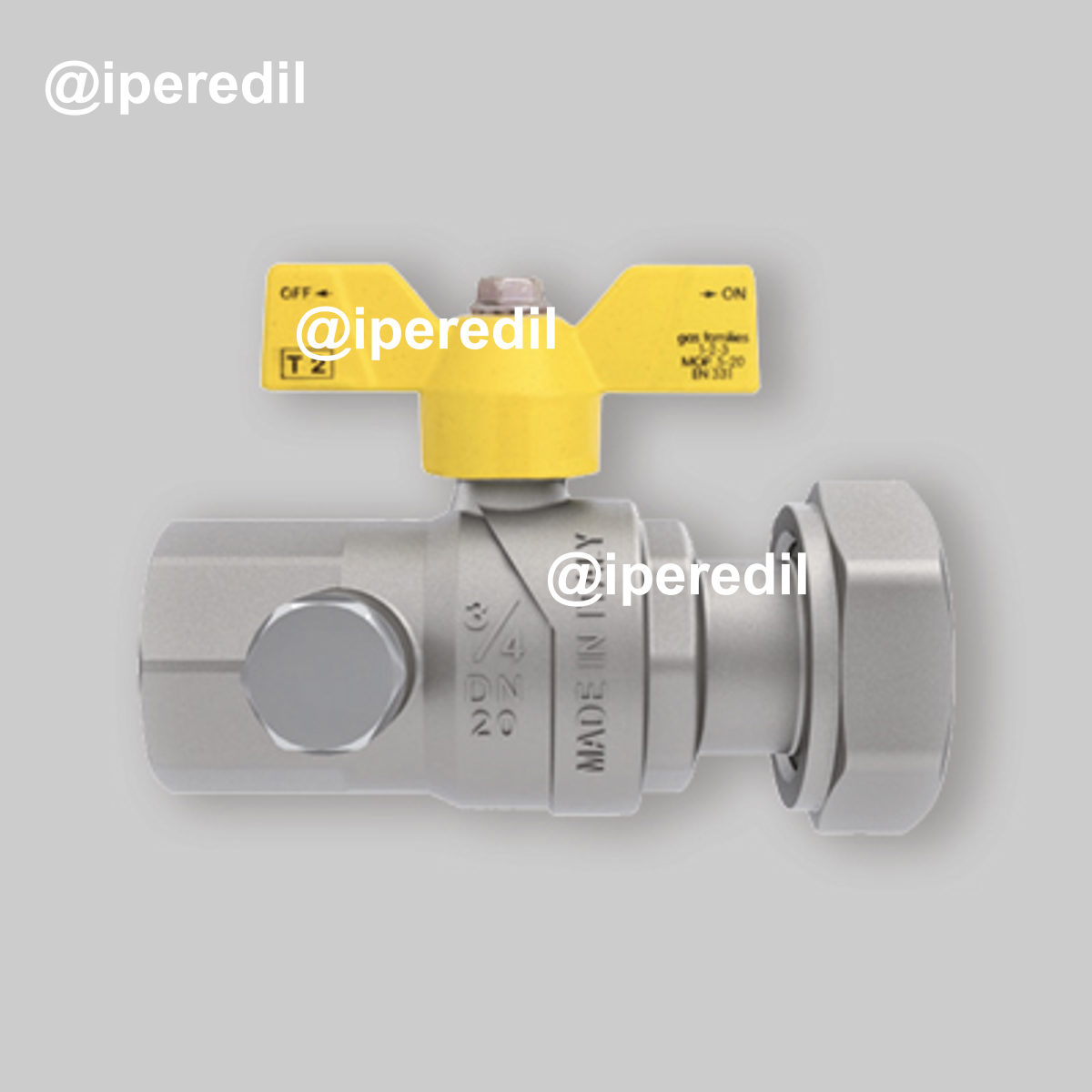 VALVOLA A SFERA GAS F/F CON PRESA PRESSIONE DADO GIR. E FARFALLA IN ALLUMINIO FIV 3/4"F x 1"G - DN20