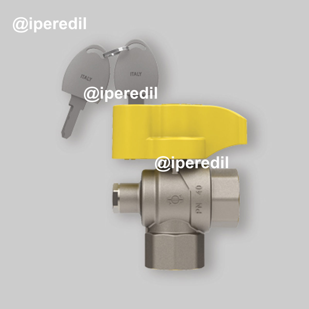 VALVOLA A SFERA GAS A SQUADRO CON PRESA PRESSIONE E CHIAVE FIV 1"F x 1"F