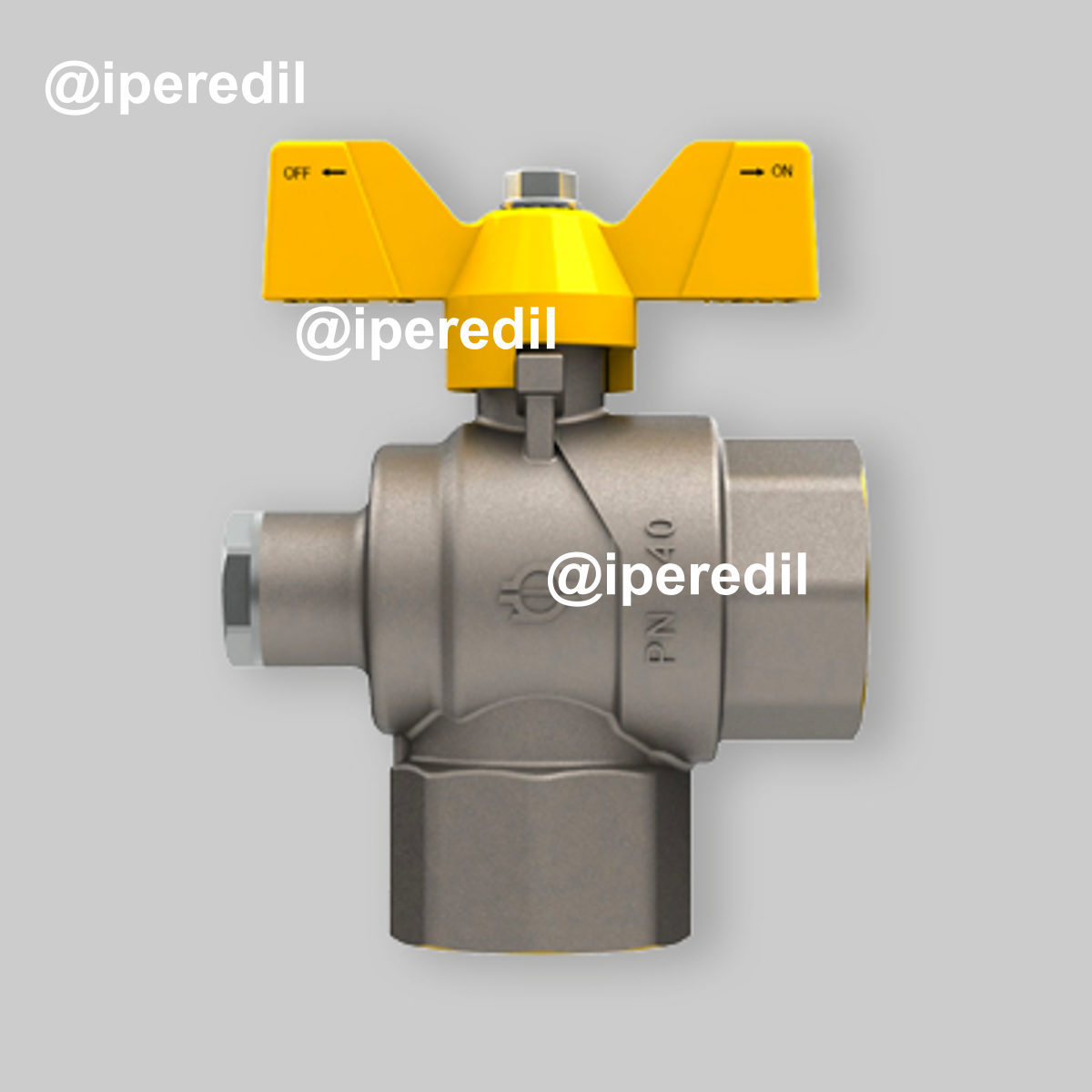 VALVOLA A SFERA GAS A SQUADRO CON PRESA PRESSIONE E FARFALLA IN ALLUMINIO FIV 3/4"F x 3/4"F - DN20