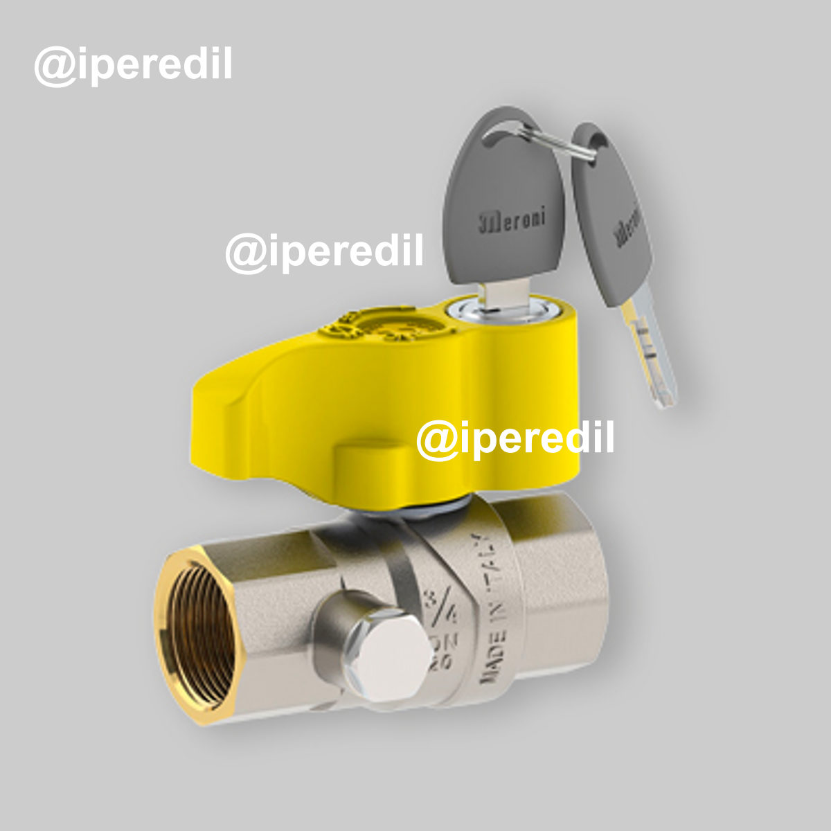 VALVOLA A SFERA GAS DIRITTA POST-CONTATORE F/F CON DADO GIR. E SICUREZZA FIV 3/4"Fx1"G - DN20