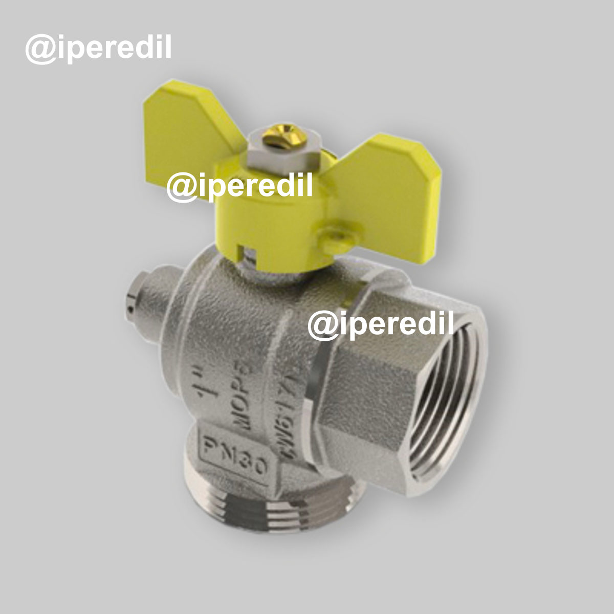 VALVOLA GAS AD ANGOLO POST-CONTATORE CON PRESA TIEMME 3/4" F x 1"1/4 M