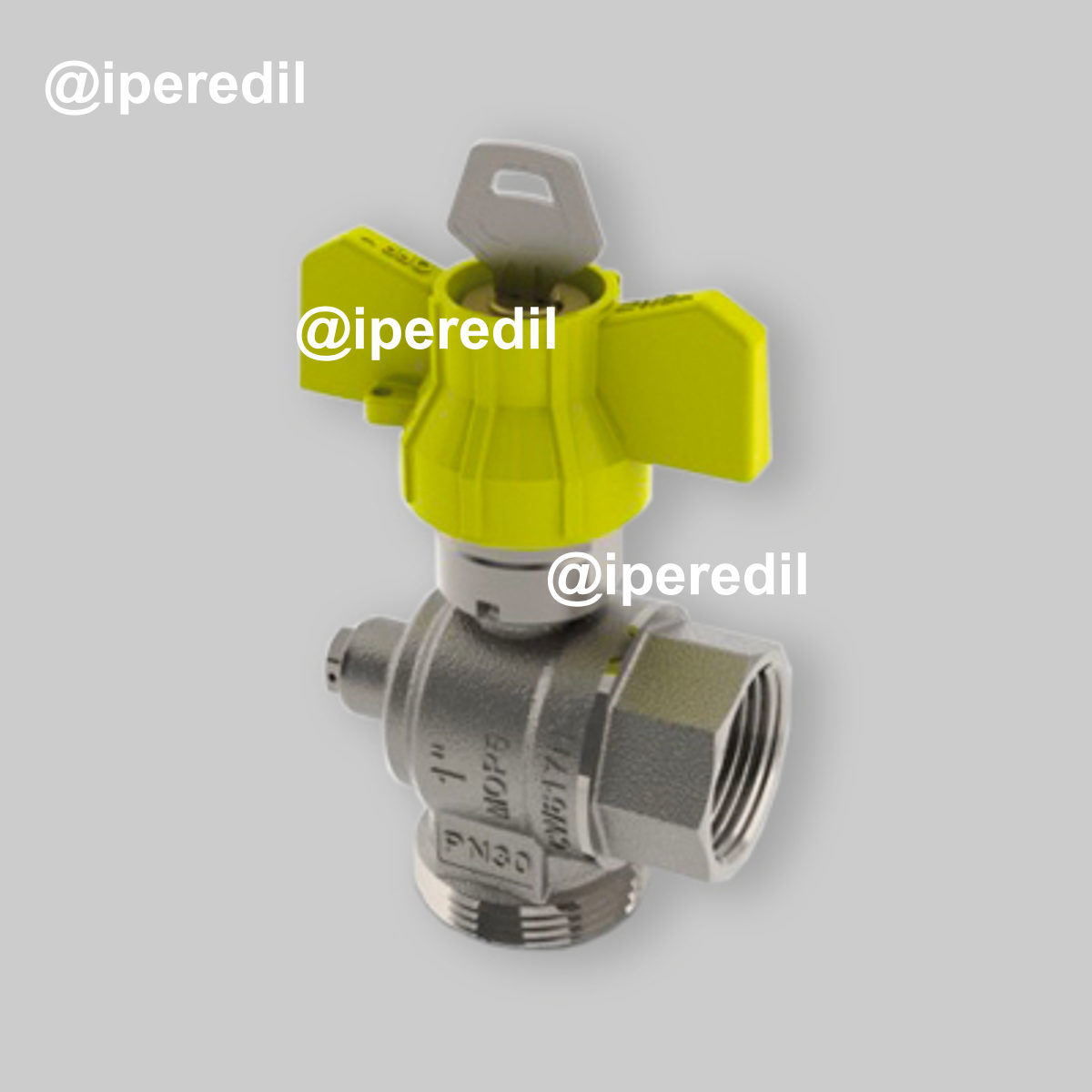 VALVOLA GAS AD ANGOLO POST-CONTATORE CON PRESA E SICUREZZA TIEMME 1" F x 1"1/4 M