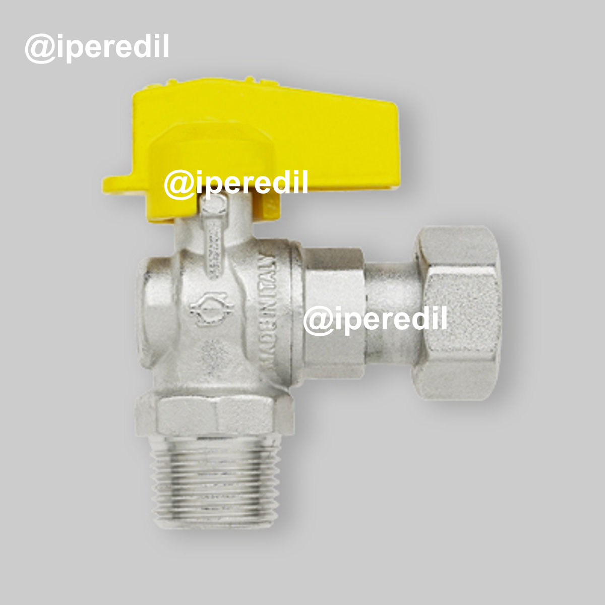 RUBINETTO GAS A SFERA MASCHIO CON DADO GIREVOLE A SQUADRO FIV 1/2"M x 3/4"G