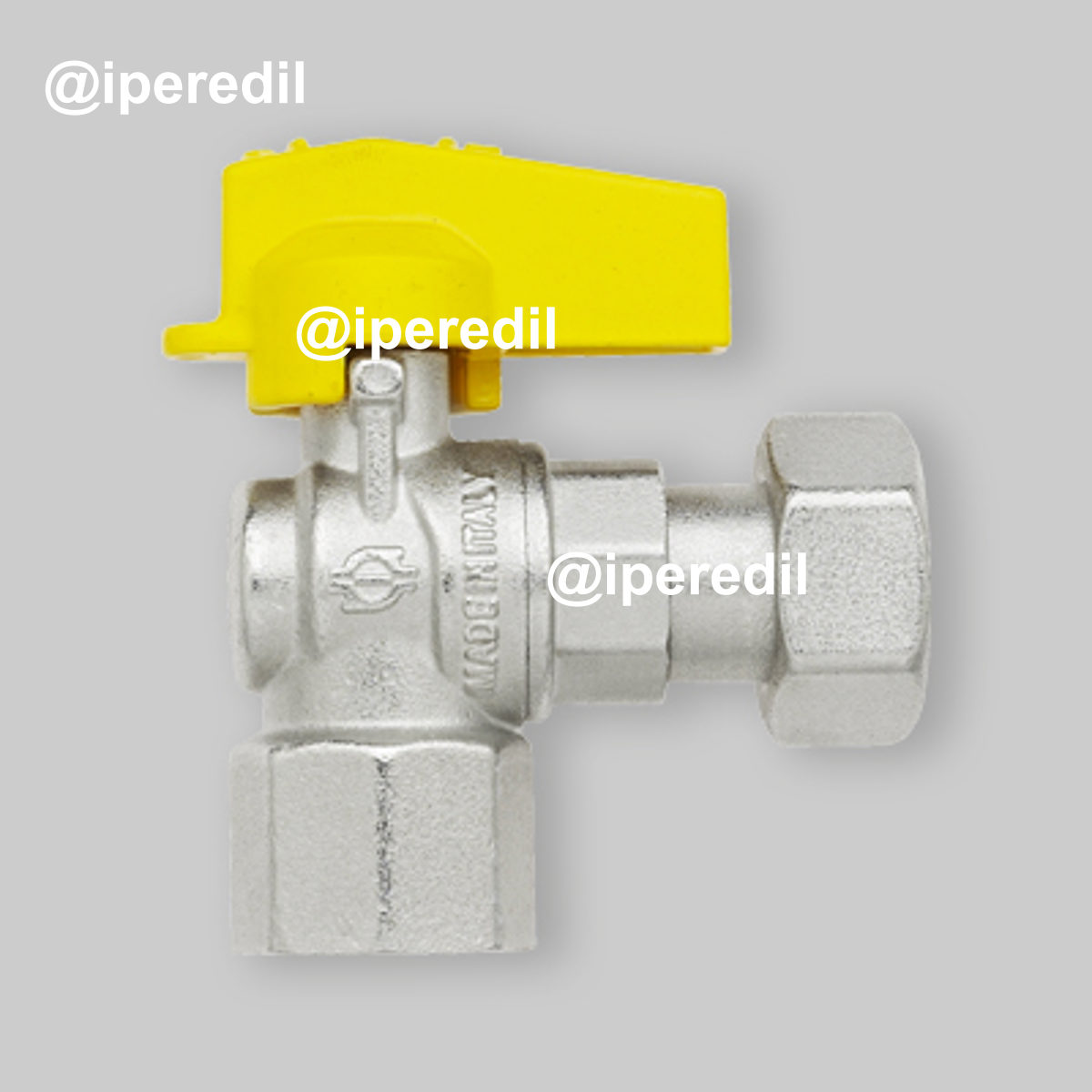 RUBINETTO GAS A SFERA FEMMINA CON DADO GIREVOLE A SQUADRO FIV 1/2"F x 3/4"G