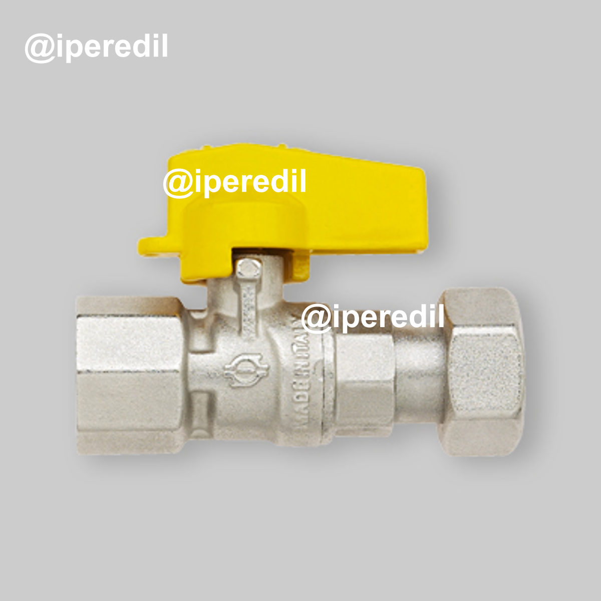 RUBINETTO GAS A SFERA FEMMINA DIRITTO CON DADO GIREVOLE FIV 1/2"F x 3/4"G