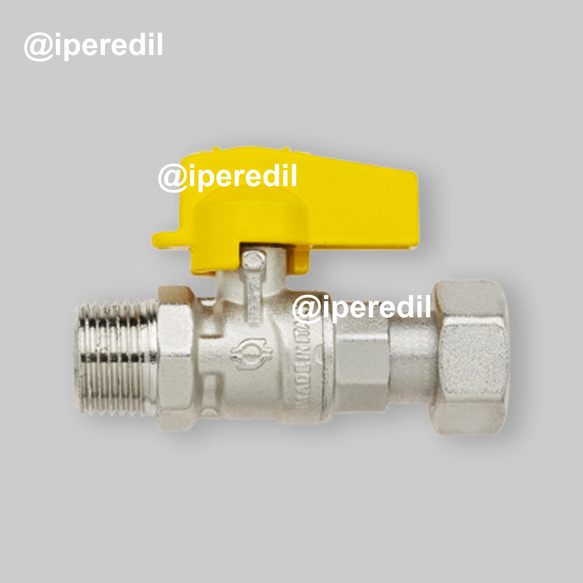 RUBINETTO GAS A SFERA MASCHIO DIRITTO CON DADO GIREVOLE FIV 1/2"M x 3/4"G