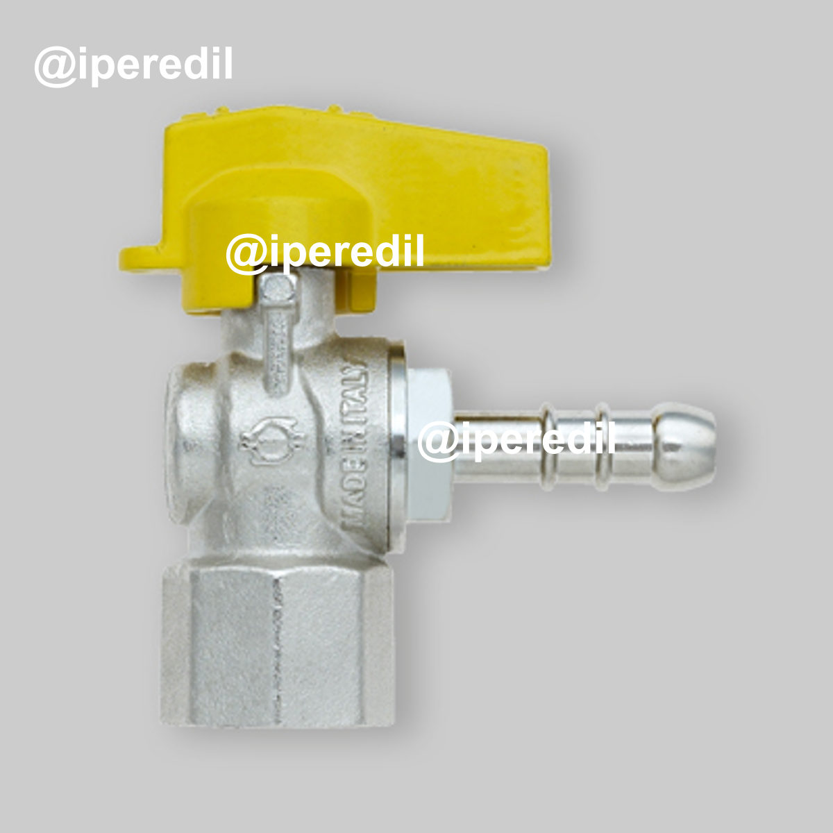 RUBINETTO GAS A SFERA FEMMINA CON PORTAGOMMA A SQUADRO FIV 1/2" x Ø14 mm - Metano