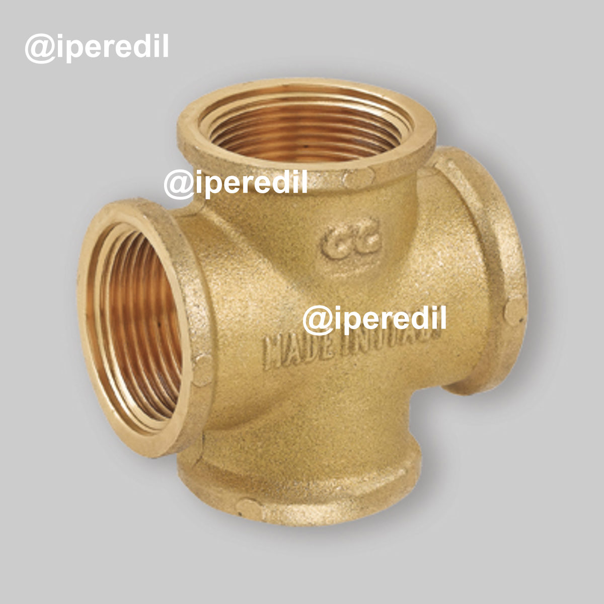 RACCORDO A CROCE FEMMINA IN OTTONE GIALLO 1/2"