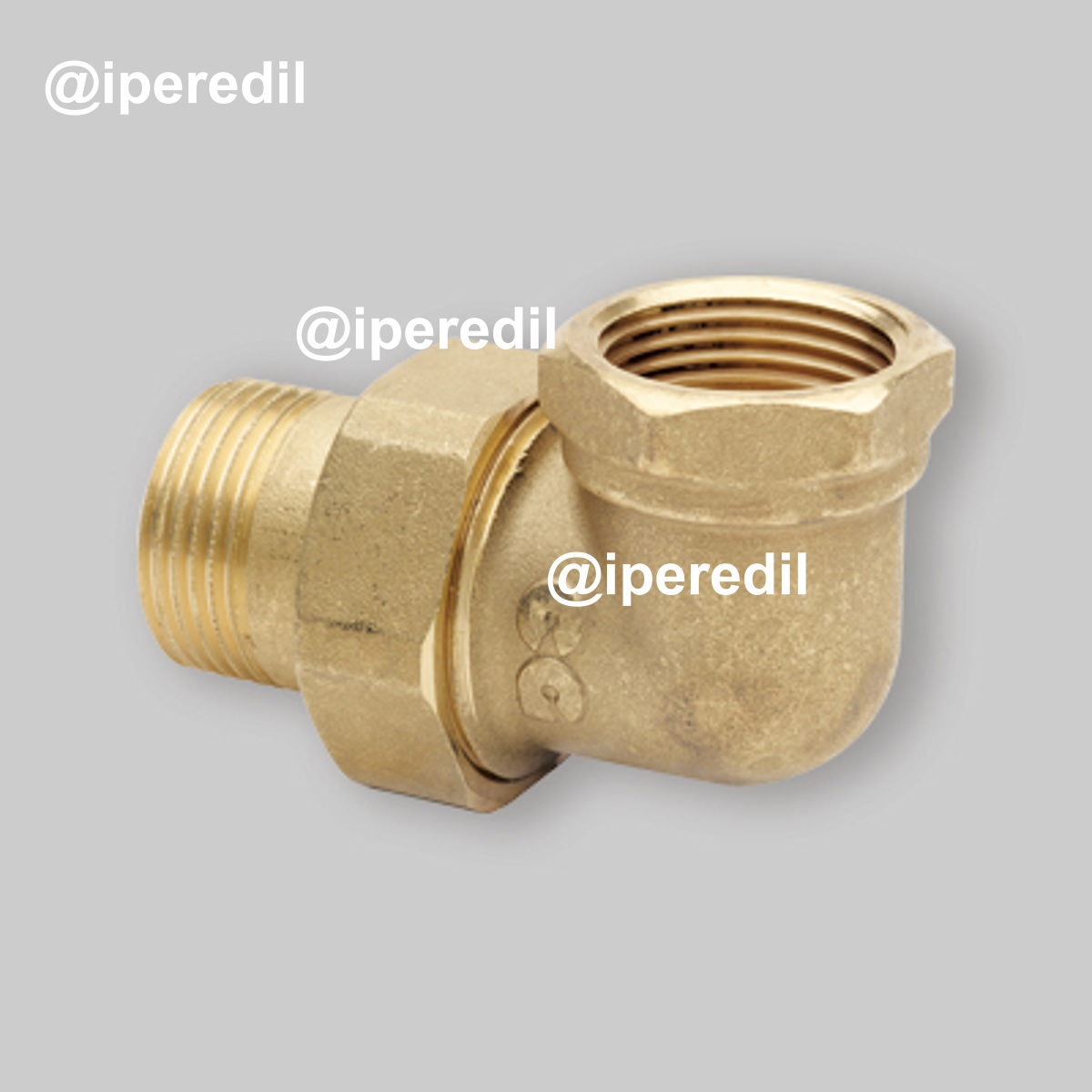 RACCORDO CURVO 3 PEZZI MASCHIO/FEMMINA IN OTTONE GIALLO 1/2" + O-Ring