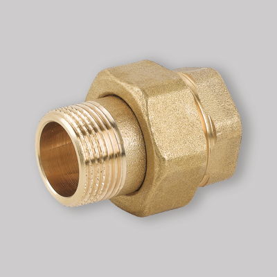 RACCORDO DIRITTO 3 PEZZI M/F IN OTTONE GIALLO CON O-RING 3/8"