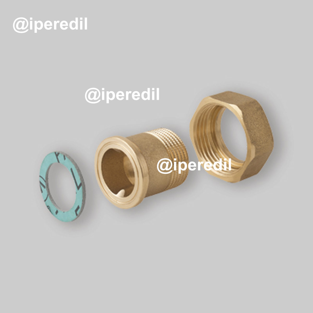 CODOLO CON CALOTTA E GUARNIZIONE IN OTTONE GIALLO 1/2"M x 3/4"F