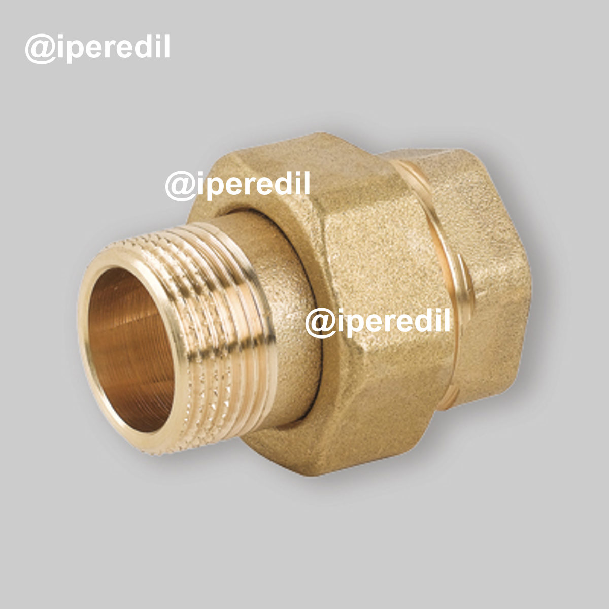 RACCORDO DIRITTO 3 PEZZI MASCHIO/FEMMINA CON SEDE PIANA E GUARNIZIONE IN OTTONE GIALLO 1/2"