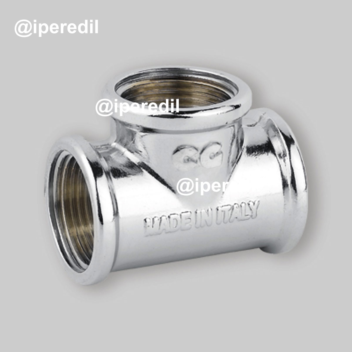 TEE FEMMINA IN OTTONE CROMATO 1/4"