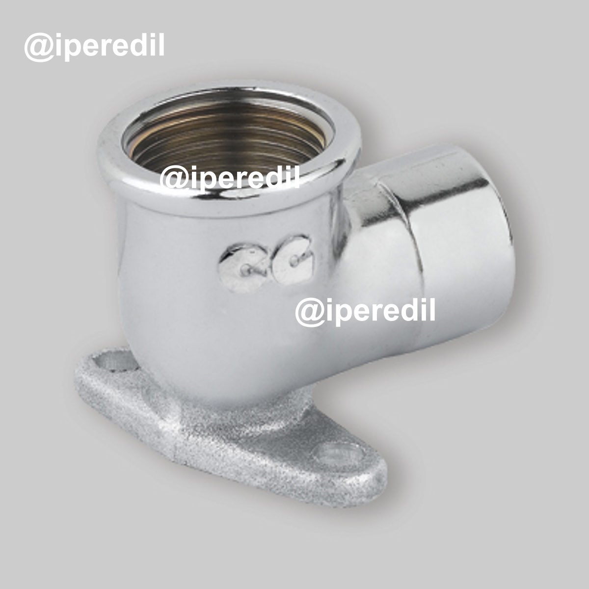 GOMITO FEMMINA/FEMMINA CON FLANGIA IN OTTONE CROMATO 1/2" x 1/2"