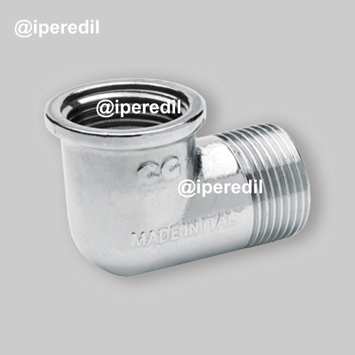 GOMITO MASCHIO/FEMMINA IN OTTONE CROMATO 3/8"