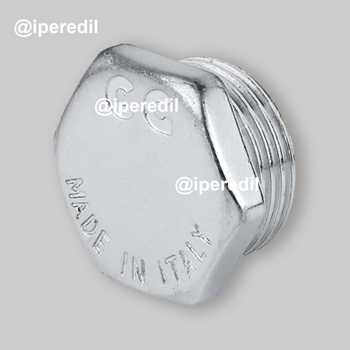 TAPPO MASCHIO ESAGONALE IN OTTONE CROMATO 1/2"