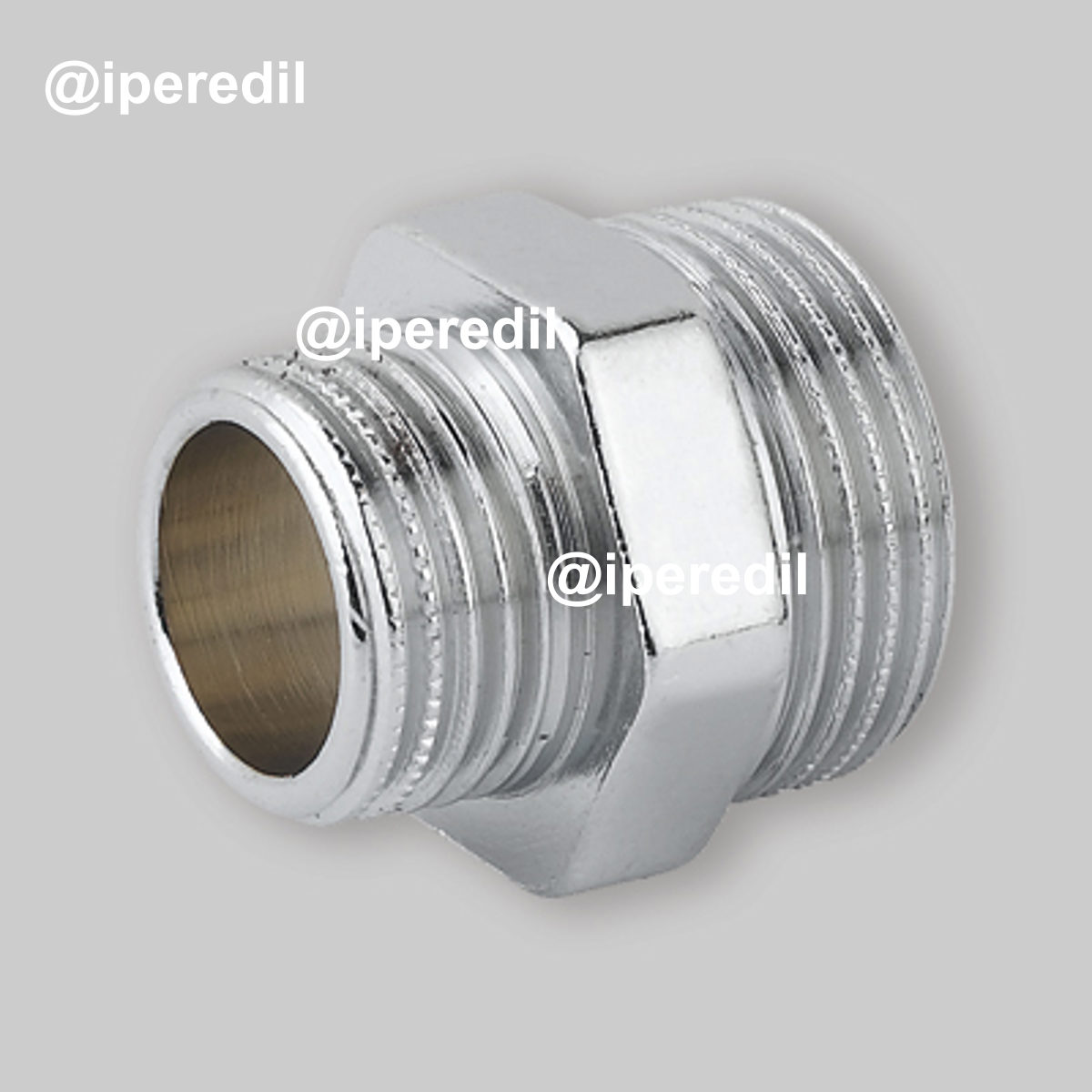 NIPLES RIDOTTO MASCHIO/MASCHIO IN OTTONE CROMATO 1/2" x 3/8"