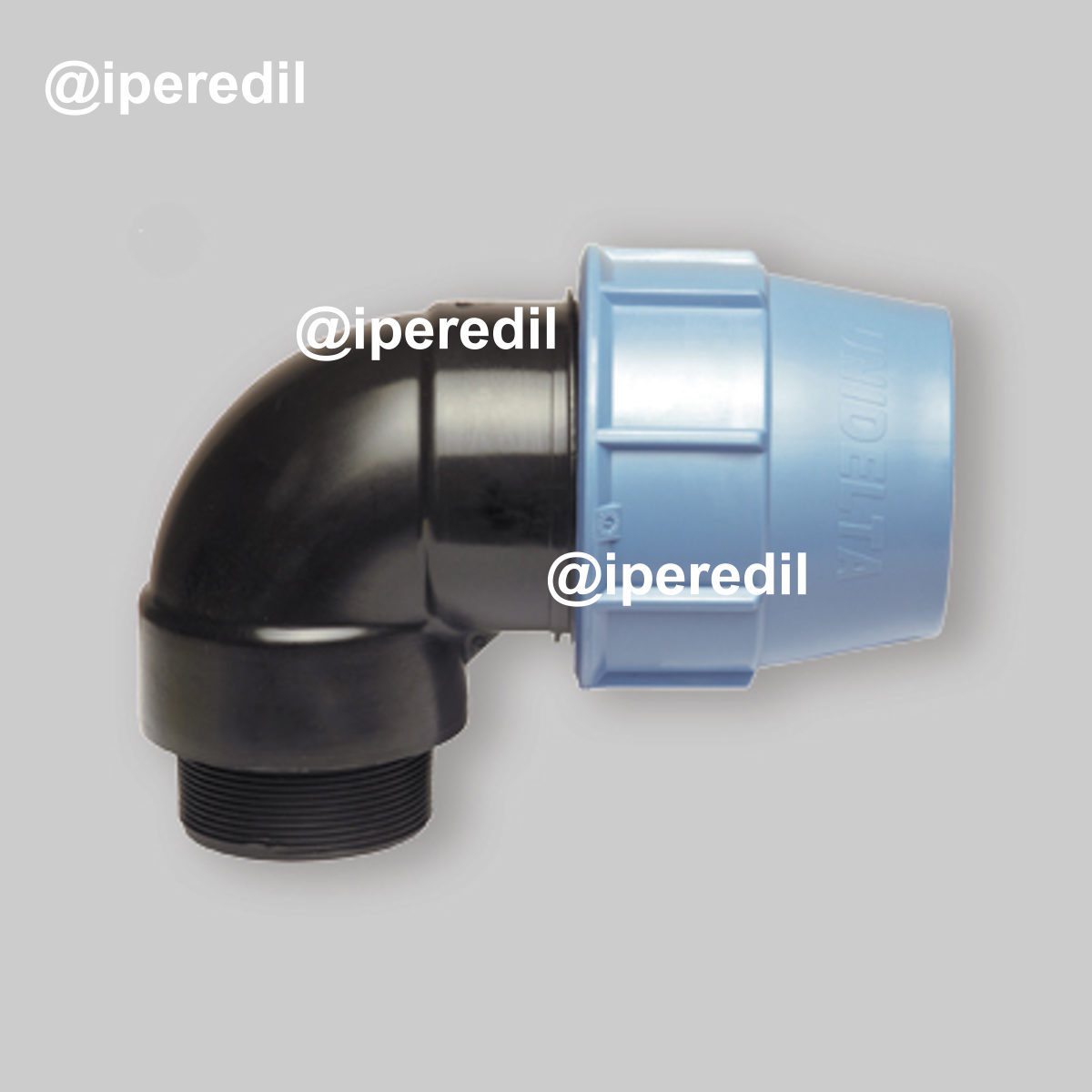 GOMITO MASCHIO A COMPRESSIONE PER TUBO POLIETILENE UNIDELTA Ø16 x 3/4"M - PN16 - 20603604