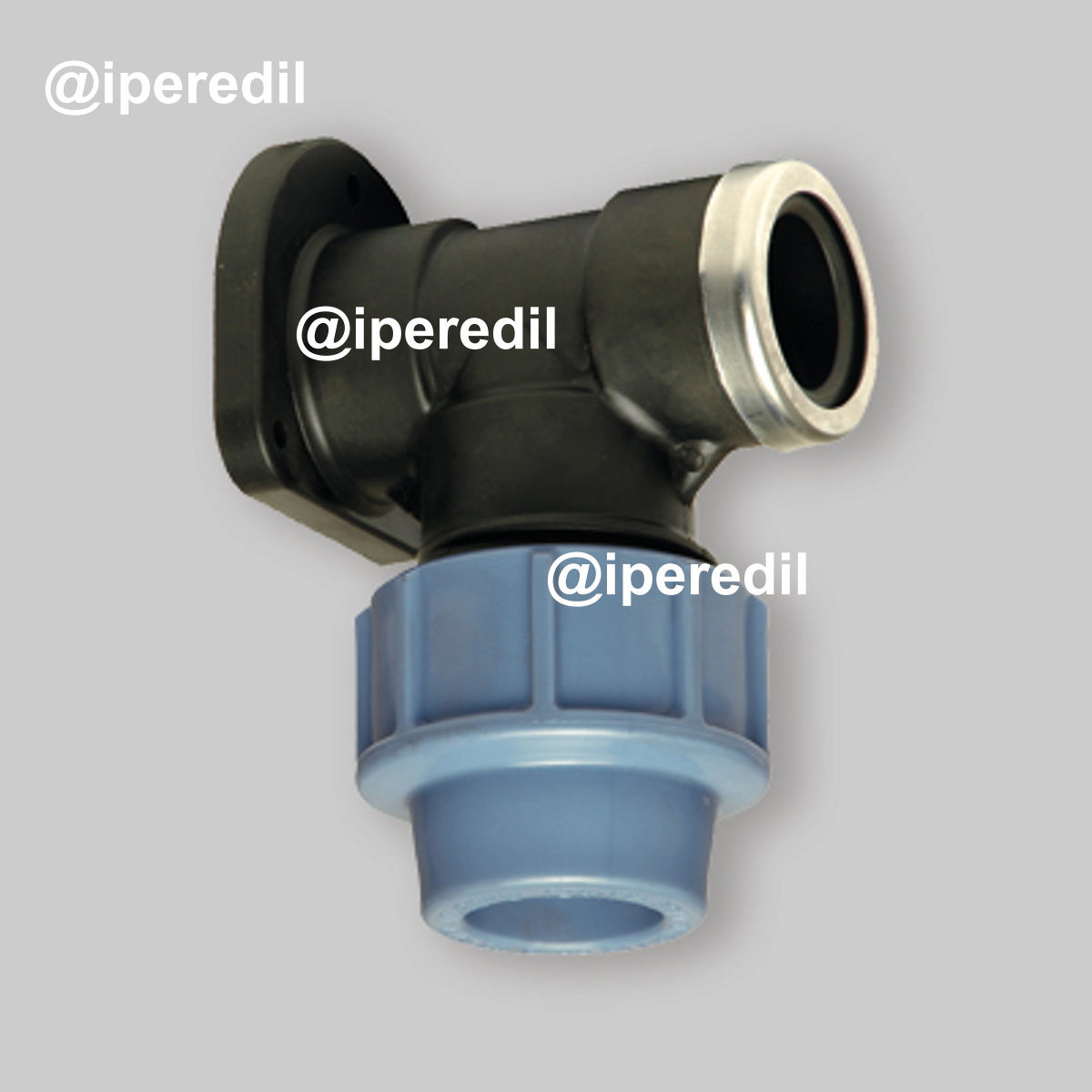 GOMITO A COMPRESSIONE FEMMINA FLANGIATO PER TUBO POLIETILENE UNIDELTA Ø20 x 1/2"F - PN16