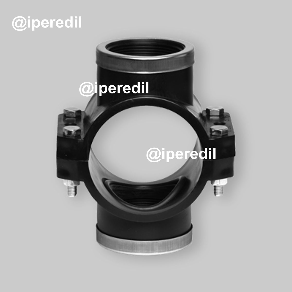 PRESA A STAFFA DOPPIA PN10 CON ANELLO DI RINFORZO IN ACCIAIO INOX UNIDELTA Ø50 x 1"1/4 F - 4 Fori