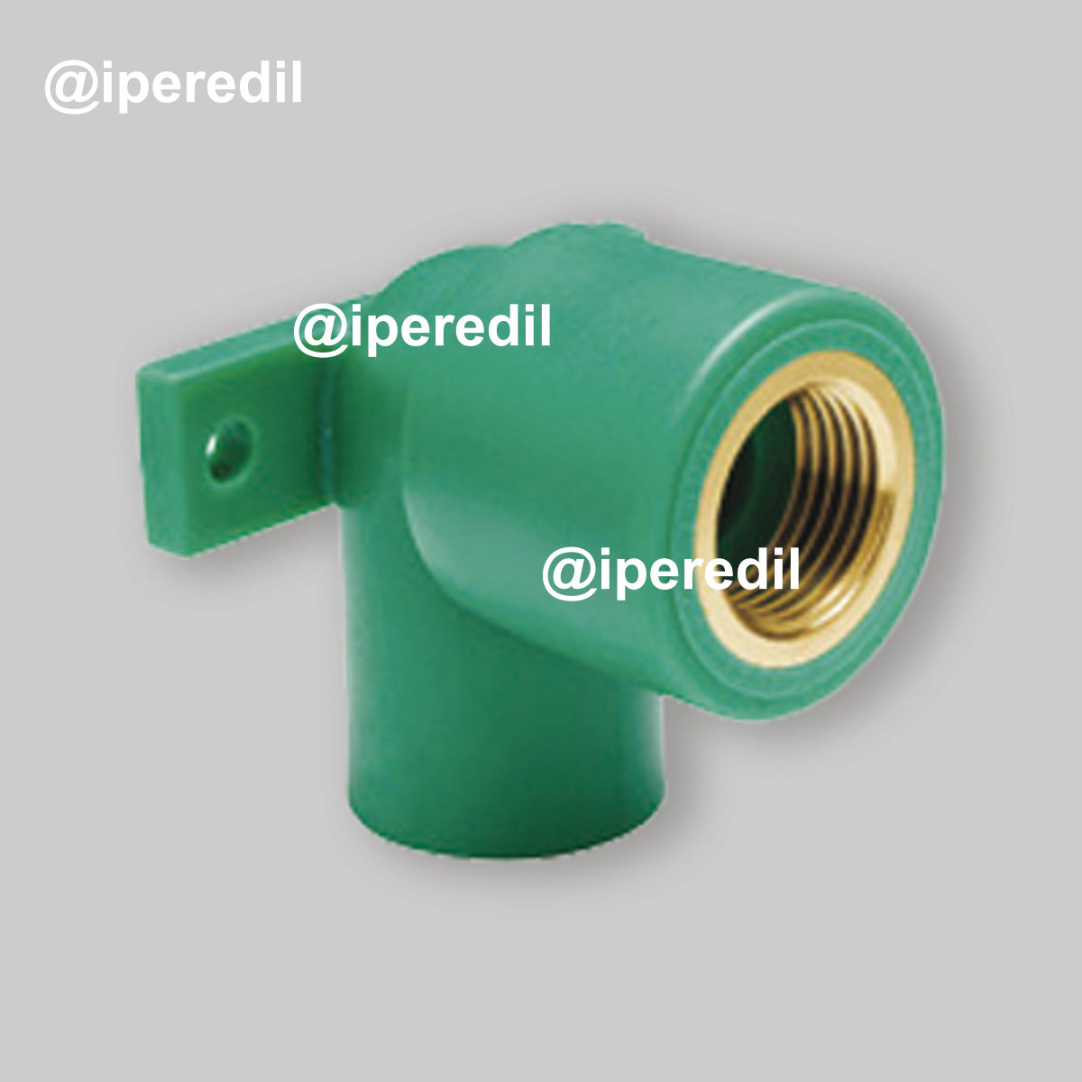 GOMITO FILETTATO FEMMINA CON STAFFA IN PPR VERDE PN25 Ø20 x 1/2"F