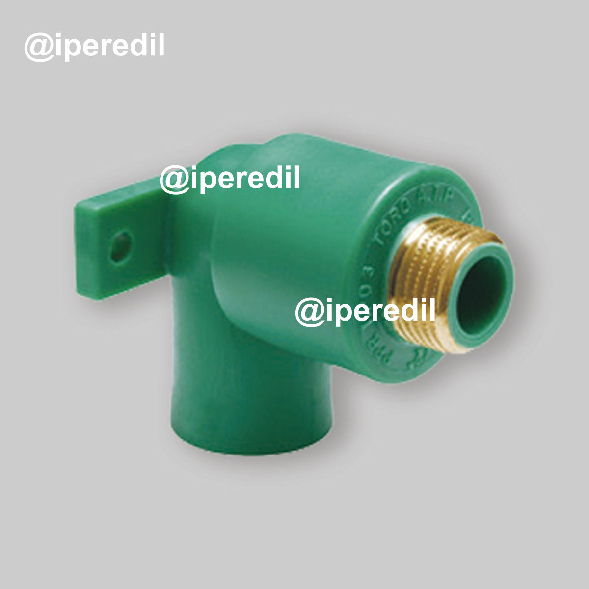 GOMITO FILETTATO MASCHIO CON STAFFA IN PPR VERDE PN25 Ø20 x 1/2"M