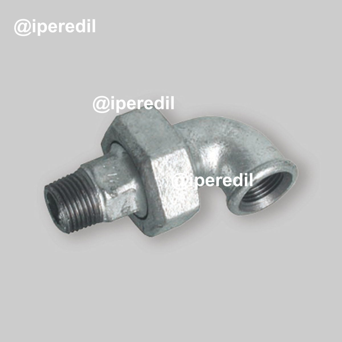 GOMITO 90° MASCHIO/FEMMINA CON BOCCHETTONE A SEDE CONICA IN GHISA ZINCATA 1/2"