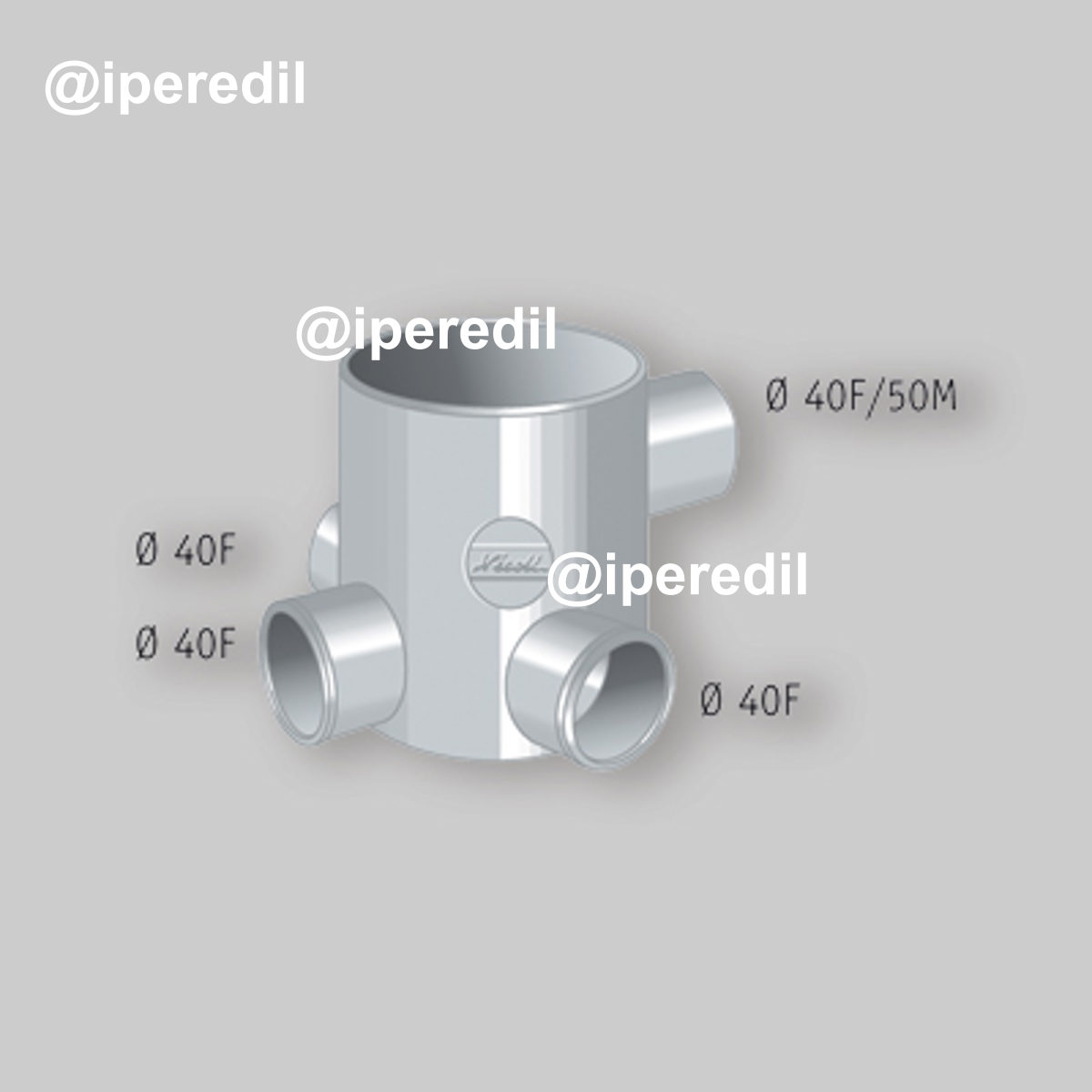 POZZETTO A PAVIMENTO 4 VIE BASSO AD INCOLLAGGIO IN PVC Ø100 x Ø40