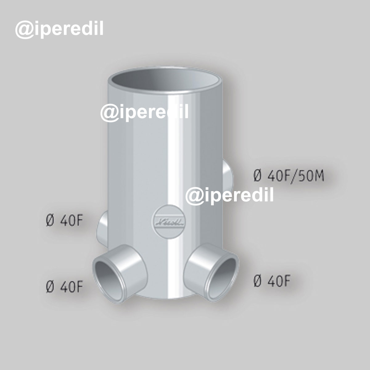 POZZETTO A PAVIMENTO 4 VIE ALTO AD INCOLLAGGIO IN PVC Ø100 x Ø40