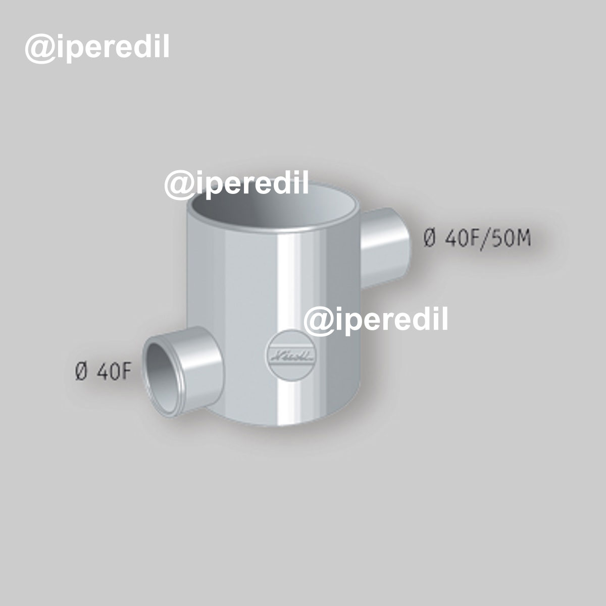 POZZETTO A PAVIMENTO 2 VIE BASSO AD INCOLLAGGIO IN PVC Ø100 x Ø40