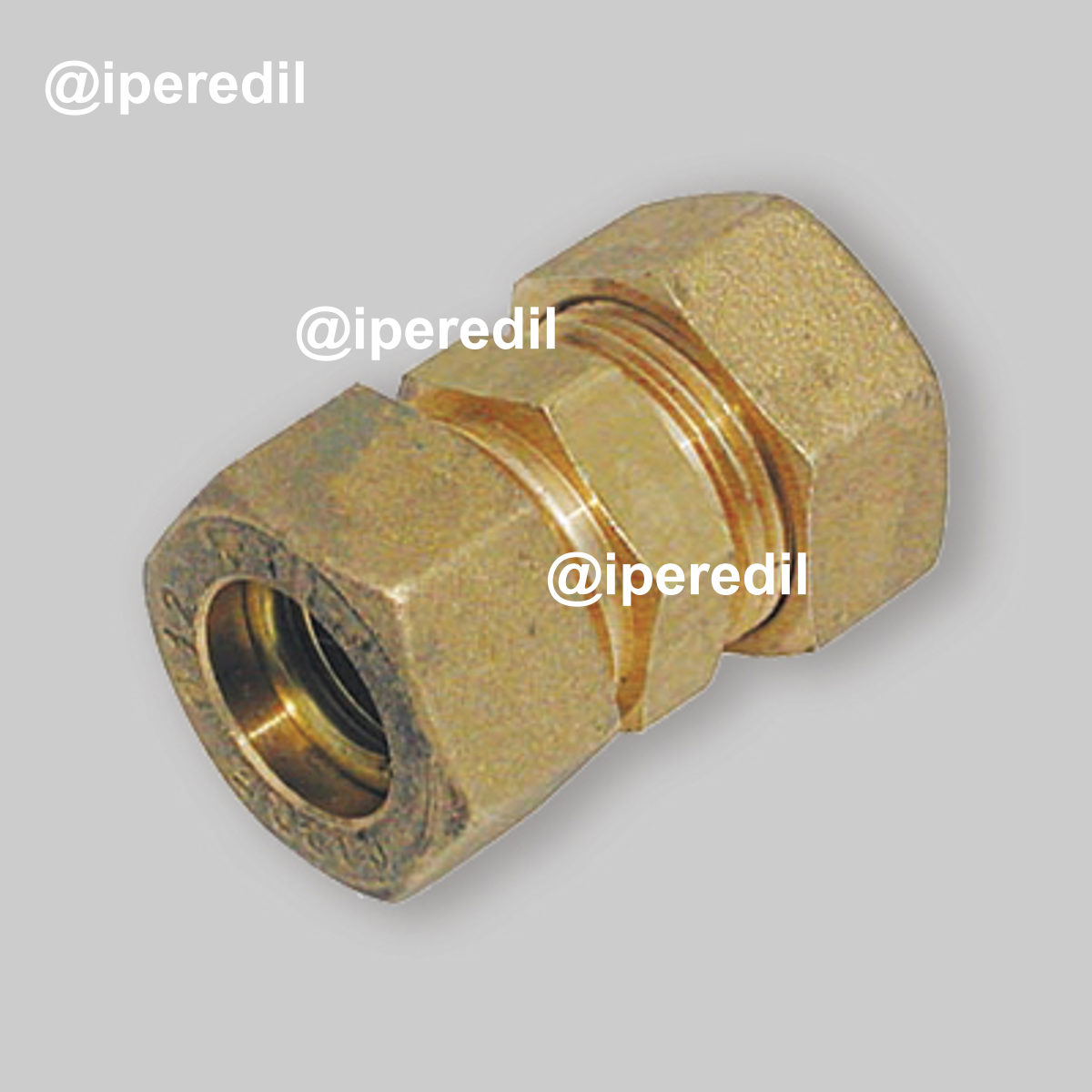 RACCORDO DIRITTO DOPPIO A COMPRESSIONE CON O-RING PER TUBO RAME TIEMME Ø22 x Ø22 mm