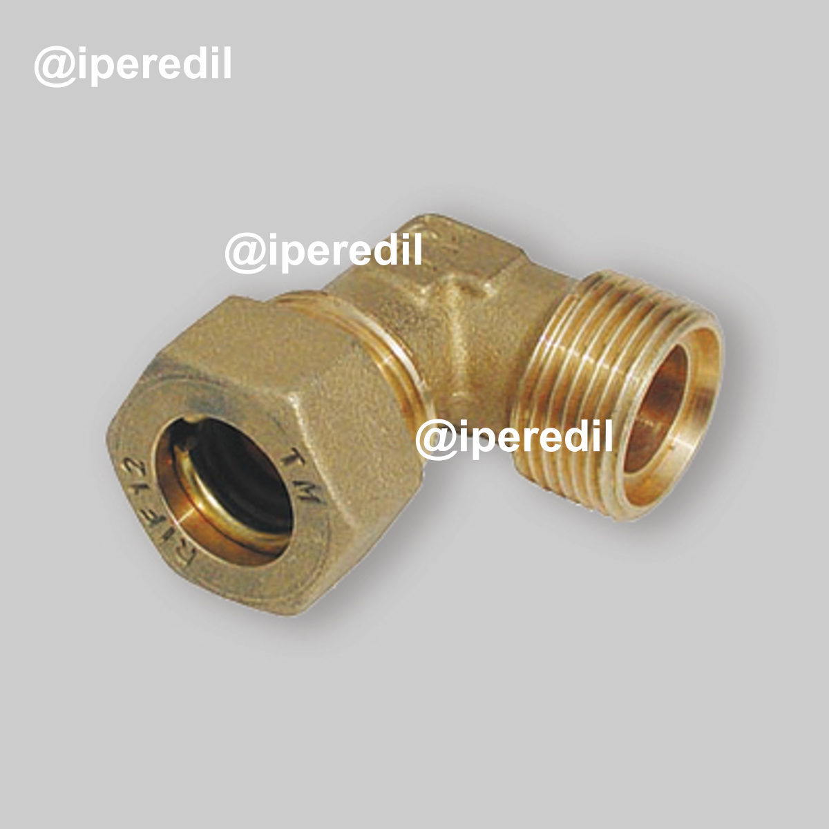 GOMITO MASCHIO A COMPRESSIONE CON O-RING PER TUBO RAME TIEMME Ø12 x 1/2"