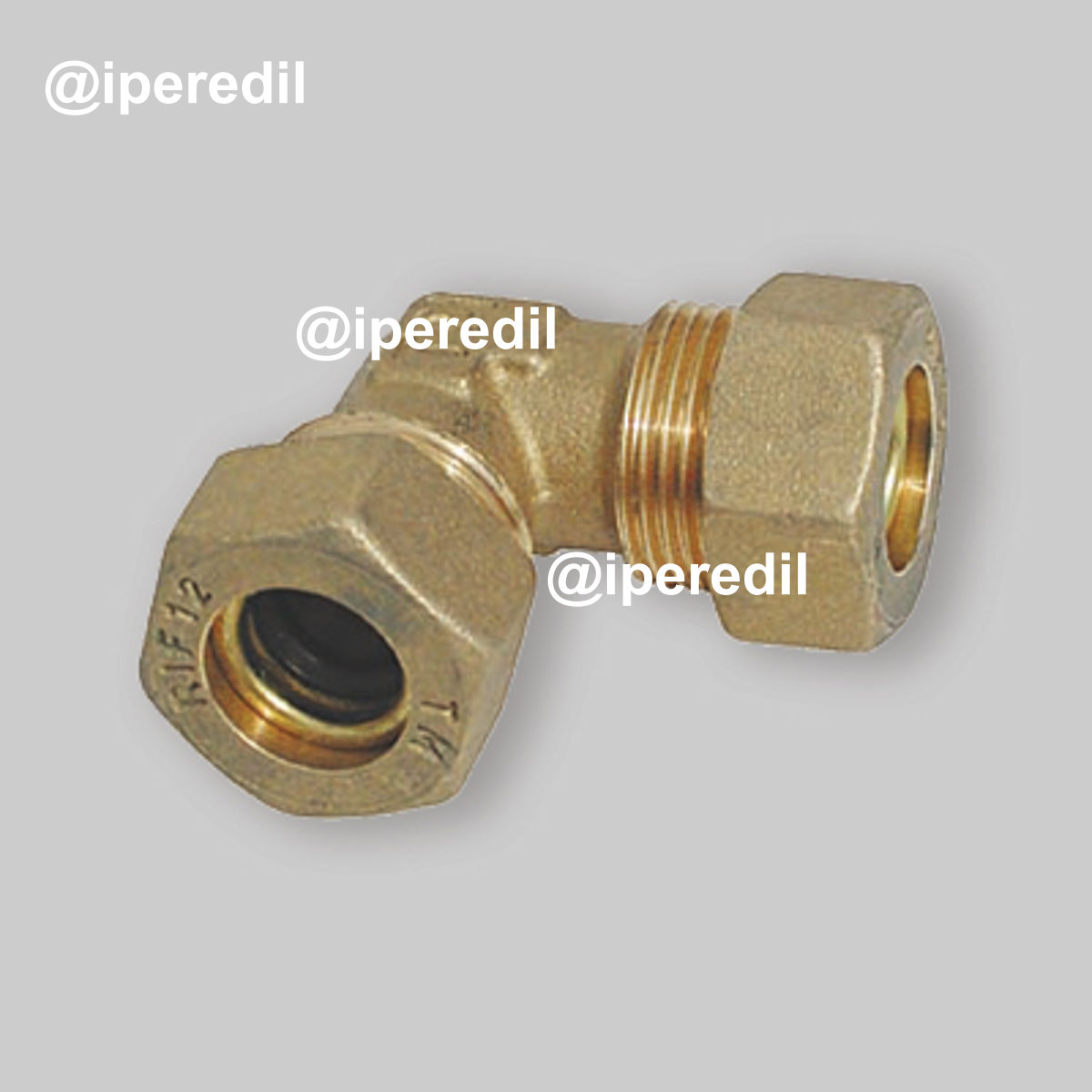 GOMITO DOPPIO A COMPRESSIONE CON O-RING PER TUBO RAME TIEMME Ø10 x Ø10 mm