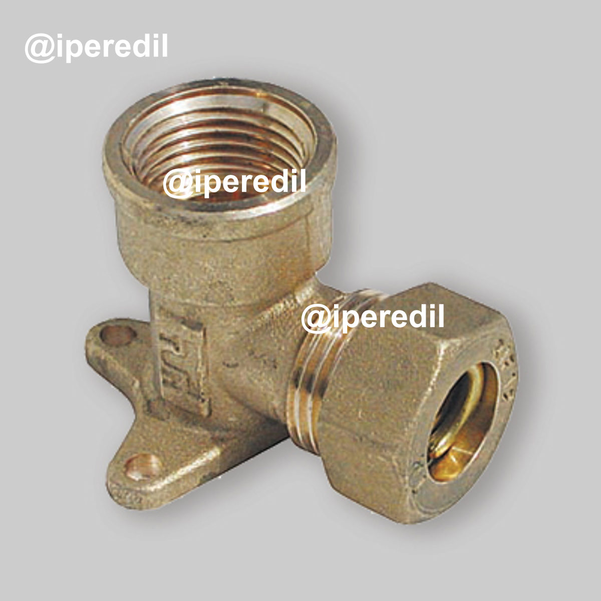 GOMITO FEMMINA FLANGIATO A COMPRESSIONE CON O-RING PER TUBO RAME TIEMME Ø18 x 1/2"